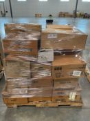 pallet of paper towels glasses and other items