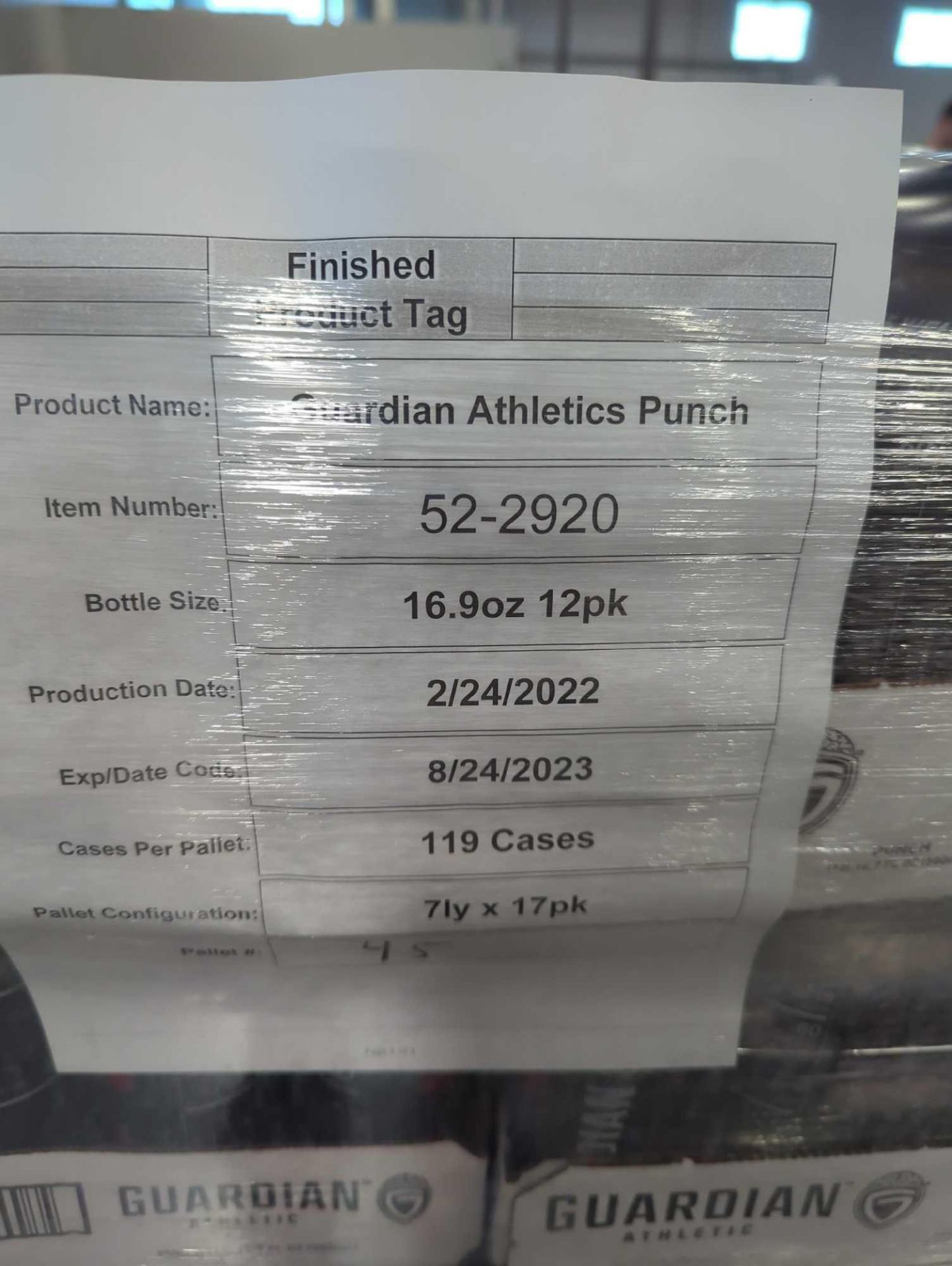 Pallet- Guardian Athletic Sports Drink Punch 119 Cases - Image 4 of 4