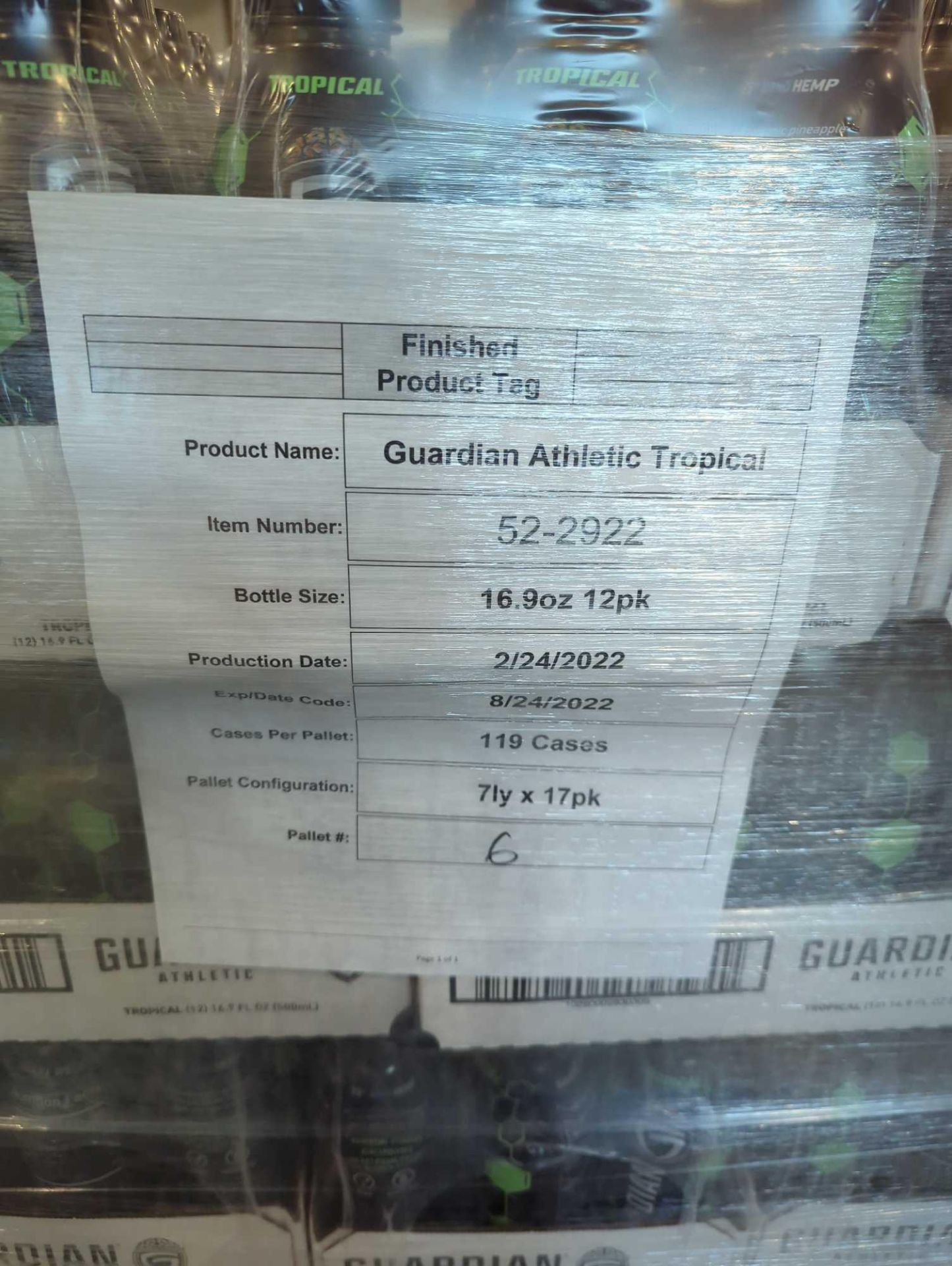 Pallet- Guardian Athletic Sports Drink Tropical 119 Cases - Image 3 of 3