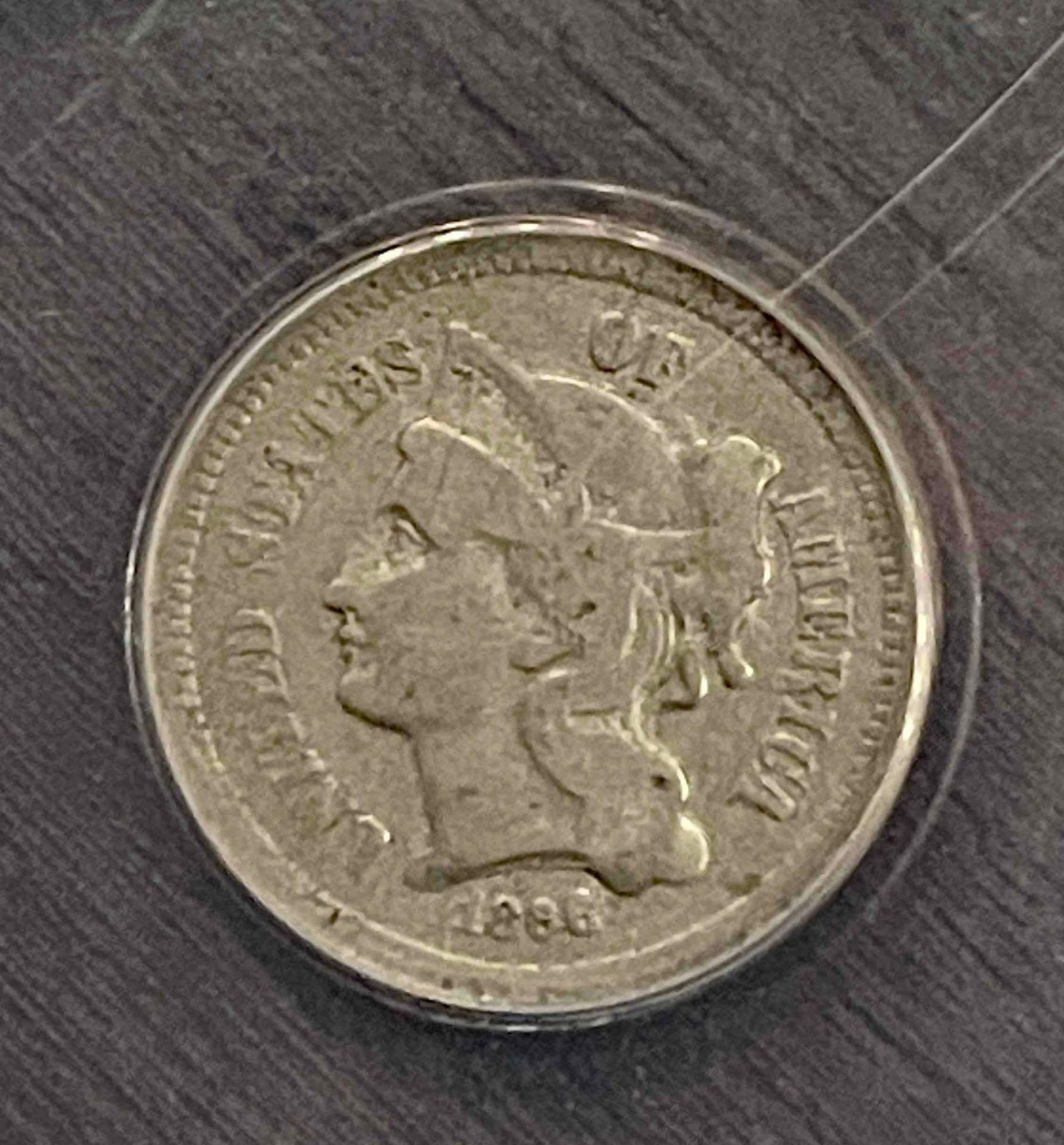 Nickel Three Cent Piece: 1866 - Image 2 of 3