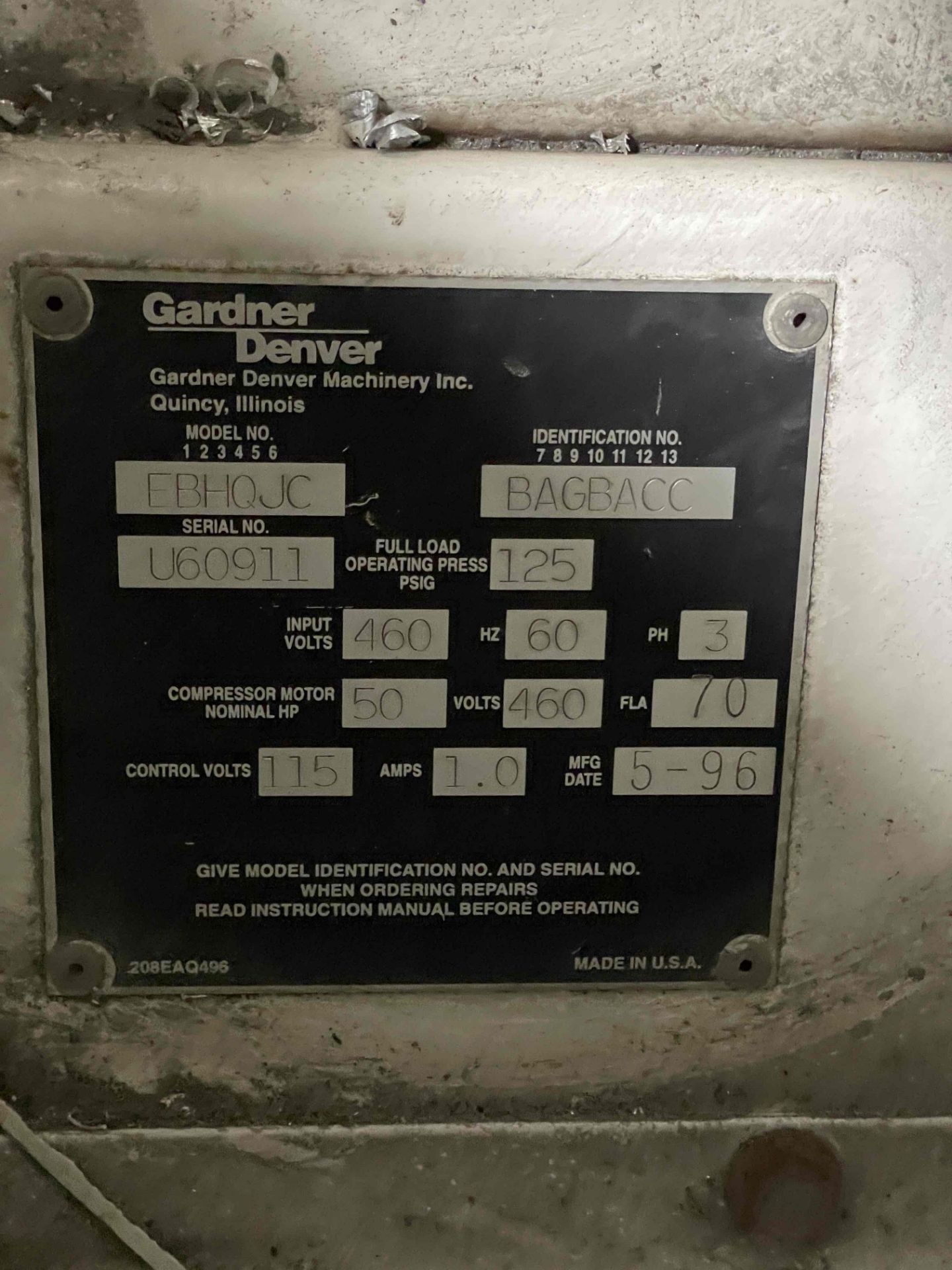 OFFSITE Igardner denver compressor - Image 7 of 7