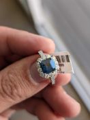 18 KT White Gold Natural Sapphire and Diamond Ring