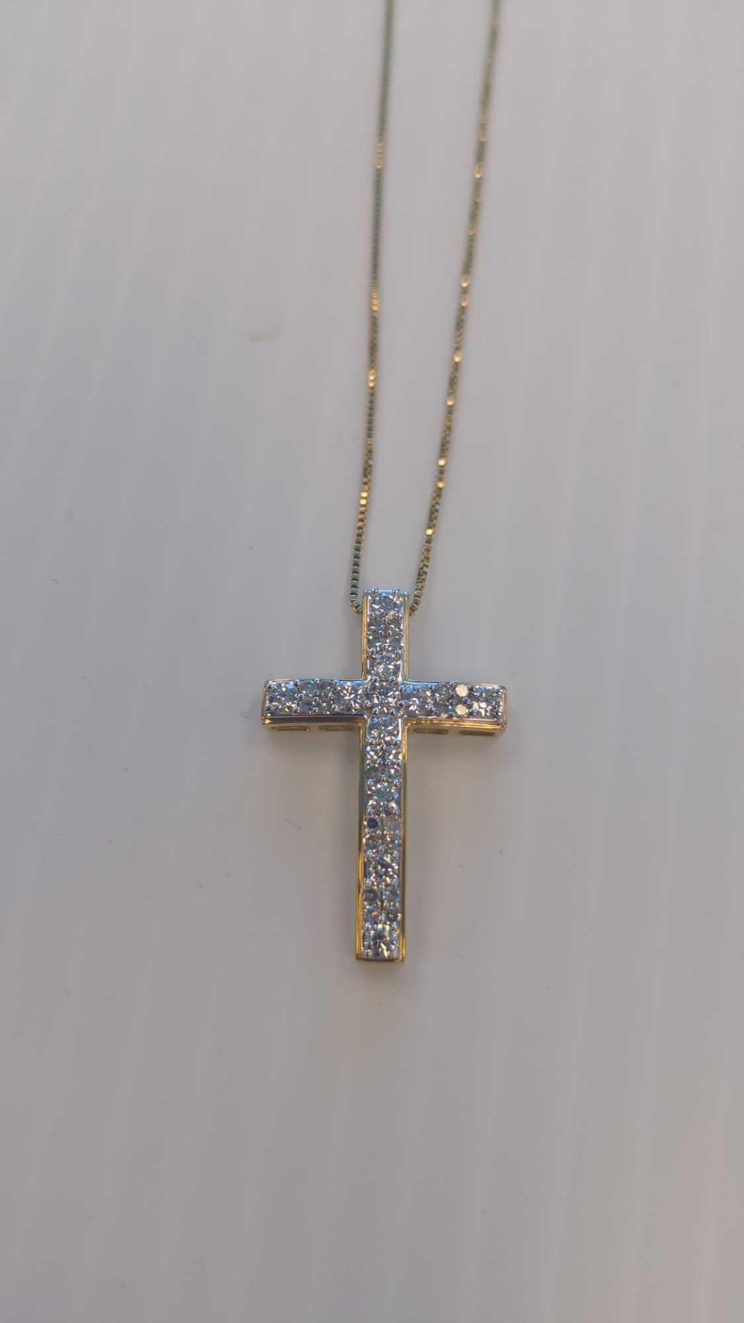 one carat lab diamond cross 14 karat gold necklace with appraisal