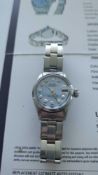 Rolex Lady Date just 26 w/ blue mother of pearl dial & diamonds w/ appraisal