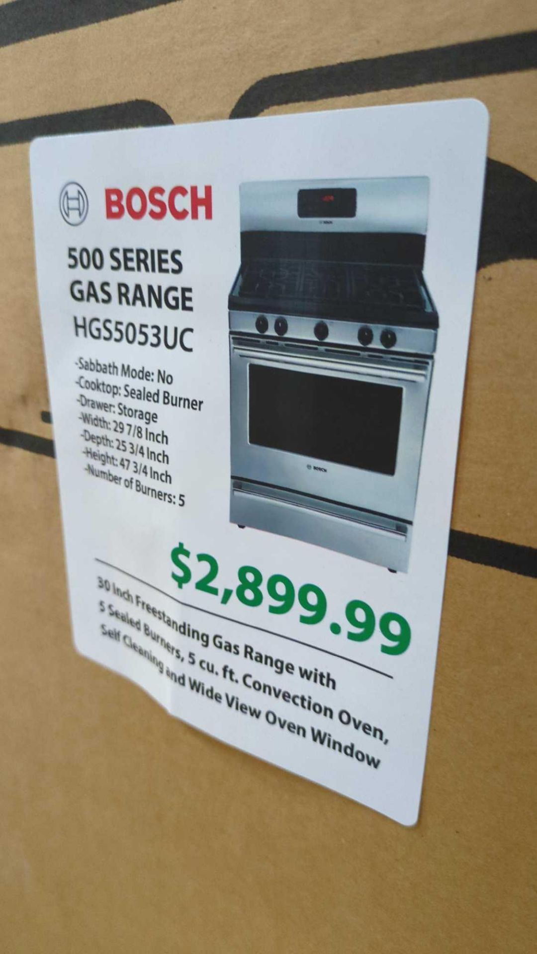 Bosch 500 series gas range new