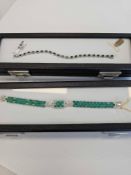 2 misc emerald beryl bracelets