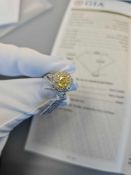 18KT two tone gold diamond ring, 1.03 ct main stone, with GIA