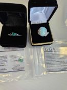 2 misc rings, emerald beryl and large opal