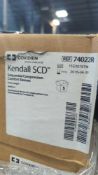 large pallet of Kendall SCD sequential compression comfort sleeves