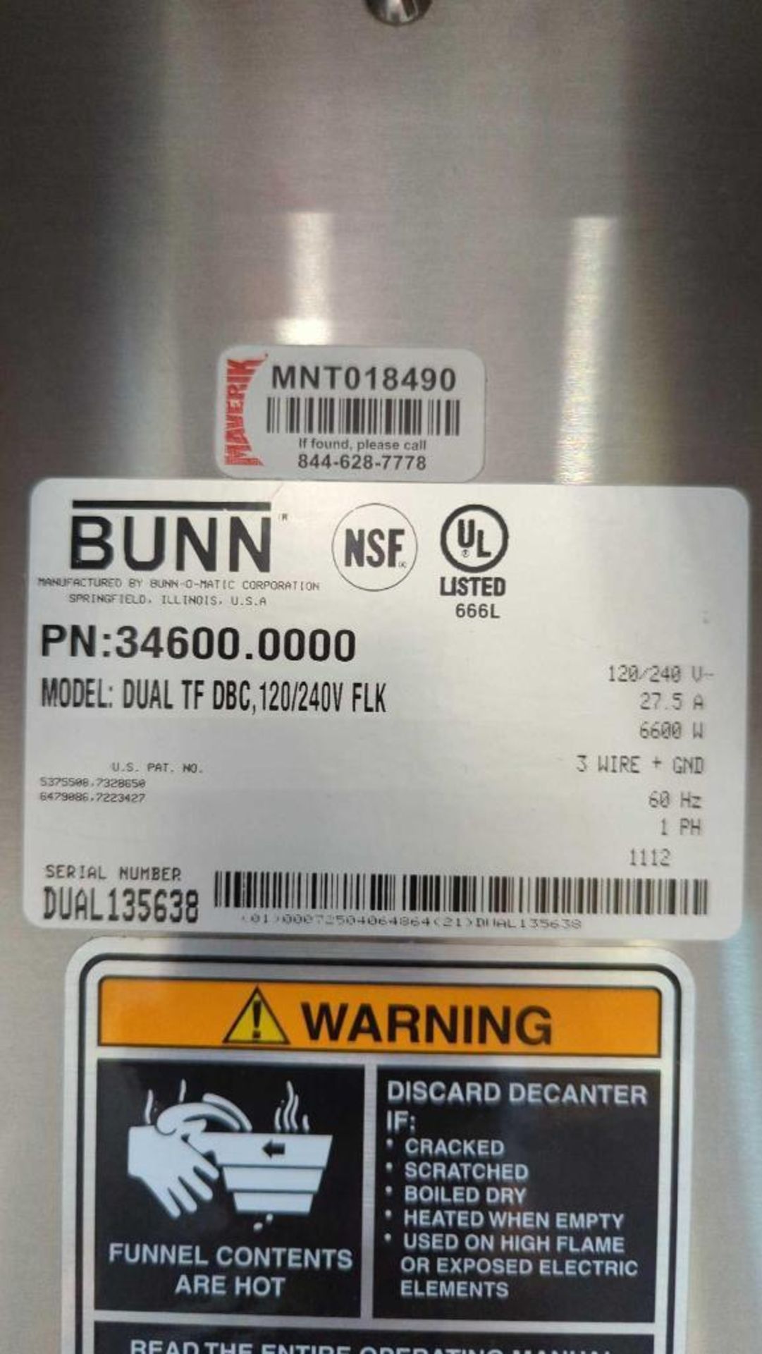 (3) bunn thermofresh 34600.0000 (good condition)