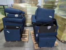 pallet of blue sofa or possible sectional?