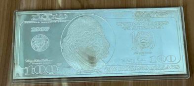 1997 Washington Mint 4 oz Silver Franklin $100 Bill