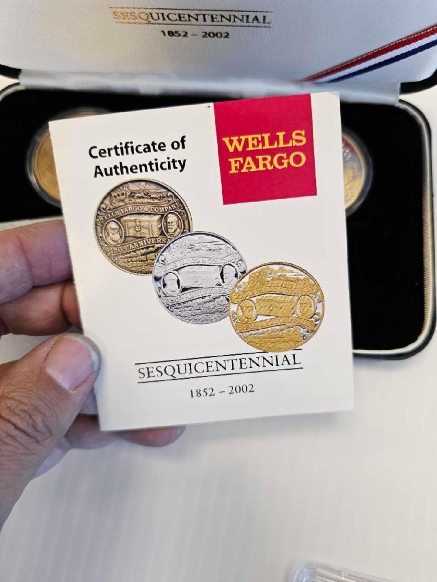 Wells Fargo three coin sesquicentennial set