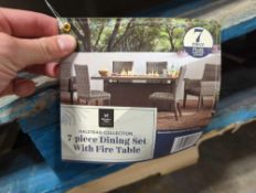 7pc dining set with fire