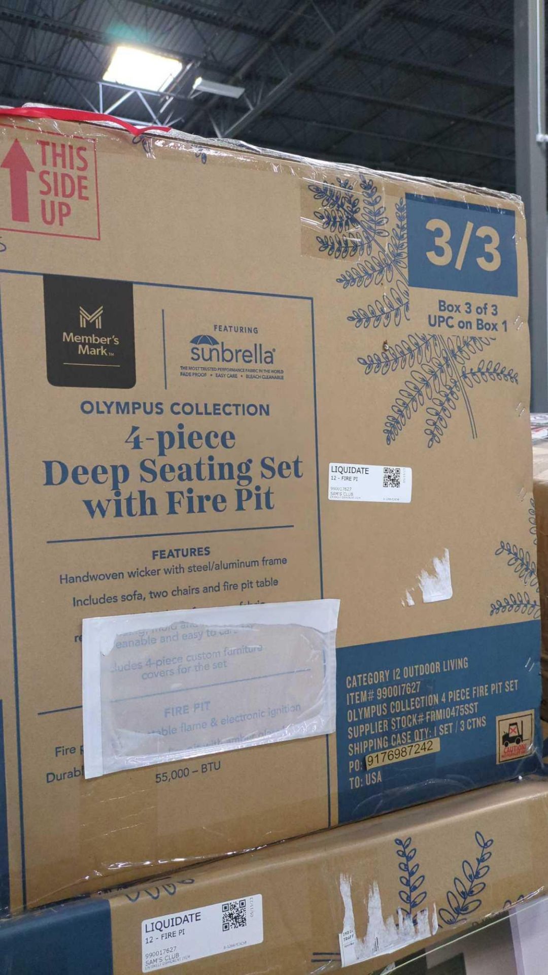 pallet of Olympus collection four-piece deep seating set with fire pit complete set heater deck box - Image 5 of 8