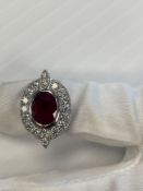 Burmese Ruby and diamond ring and platinum