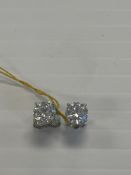 14 karat white gold 1.93 carat round brilliant cut diamond earrings