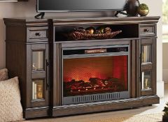 (1) Pallet- Keter Deck box, LG Microwave, Fireplace console, shelterlogic 131998, Dresser, bedframe
