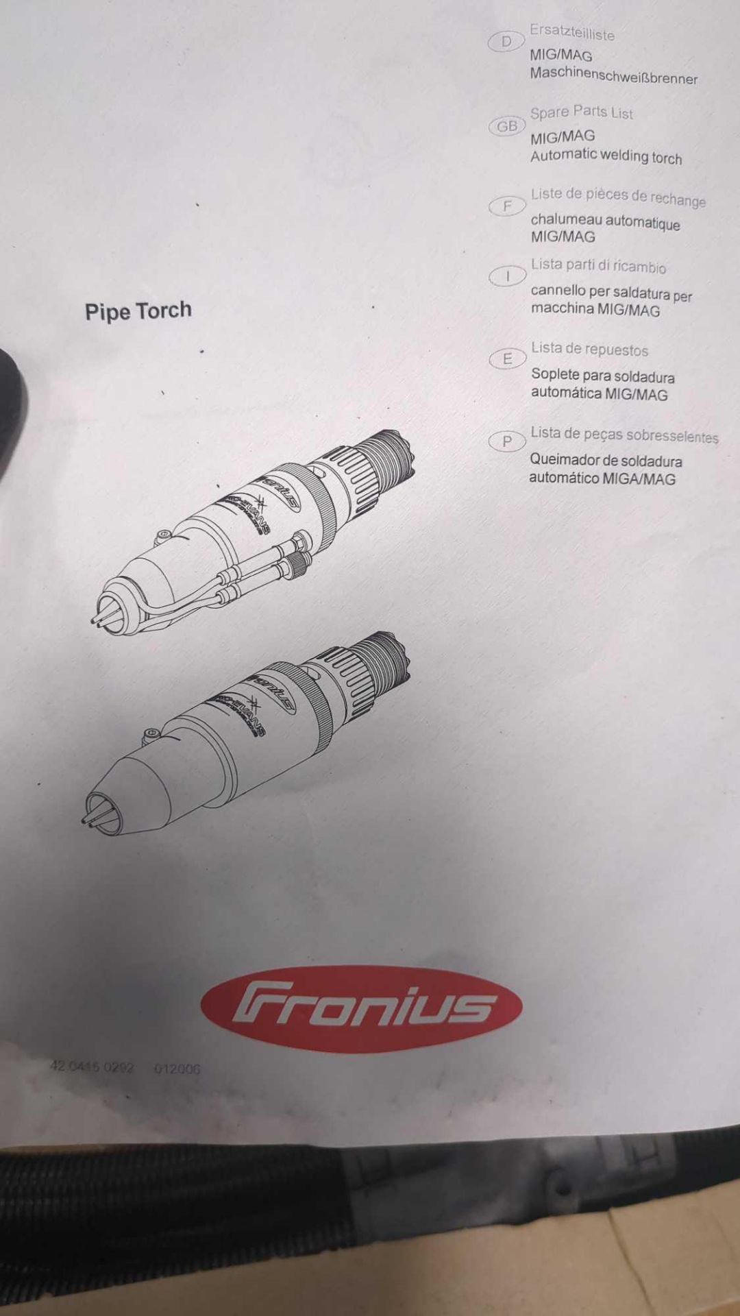 approx 25 fronius pipe torch