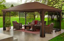 (1) Pallet- Lifetime storage shed, 12x16 Alameda Hardtop Gazebo, Sunvilla Chaise and more