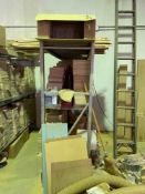 3 shelves of wood with contents