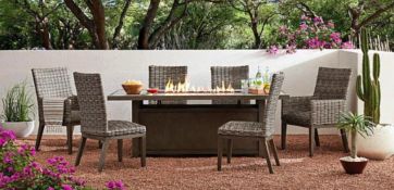(1) Pallet- Halstead Collection 7 piece Dining Set/ with Fire Table Complete set