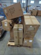 (1) Pallet- Shelving unit, chairs, dining chairs, Curt tow hitch and more