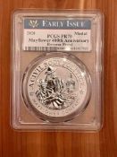 2020 Mayflower Voyage 400th Anniversary Reverse Proof PF70 Silver Medal