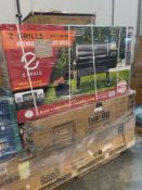 (1) Pallet- Steel Pergola, Outdoor event grill, Z Grills Pellet Grill, Smartcool AC, Chest Freezer,