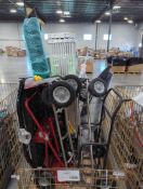 (1) Wire bin- Dollys, scaffolding piece, running boards and more