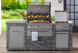 deluxe stack stone burner grill island with griddle complete and member smart pro series 5 burner ga