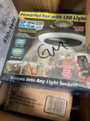 (1) GL- Round plates, Lavex, fan,light bulbs, Tumblers, wall sconce and more