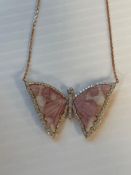 Jewelry:Tourmaline & Feldspar Butterfly Necklace 14Kt 12.77 ctw Tourmaline, 1.64 cts Diamond