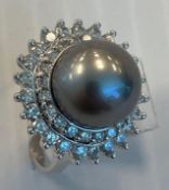 Tahitian Pearl and Diamond ring