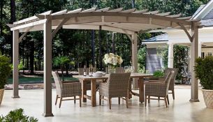 Pallet- Halstead Collection 5 piece outdoor Bar complete set, (damaged?), 12 x16" Steel Pergola, Ver