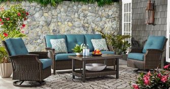 Stockton collection 4-Piece deep seating set in lagoon and other furniture
