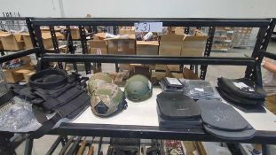 firearm vest, military style helmets, ballistic? armor/armor plates