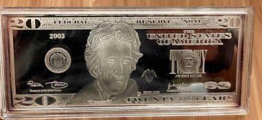 2003 $20 1 oz silver bar