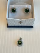Synthetic Emerald Earring and Pendant Set
