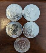 (5) 2017 Canada 1.5 oz Silver $8 Grizzly Bears