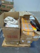 Pallet- dash cover mats, misc clothing, dental piece, folding carts and more