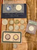 Eisenhower , JFK, Susan B Anthony: 1974 Uncirculated Silver Dollar, 1971, 7 JFKm 1964 PR68, dollar c