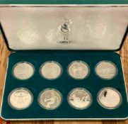 1995 to 1996 P Olympic Silver Dollars 8 Piece Proof Set in Original Box with COA