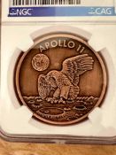 2019 Apollo 11 50th Anniversary 1oz Copper Robbins Medal Restrike NGC First Day Issue, Gem Uncircula