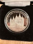 Utah LDS Salt Lake City Temple Centennial 1893-1993 1 oz Silver Coin