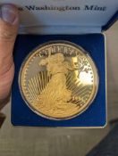 1994 The Washington Mint, Liberty One Half Pound Silver Gold Plated 8 oz with Box and COA