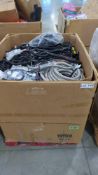 box of wiring, cables, cords and accessories