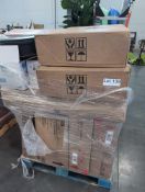 Pallet- proguard sleeve, framecad fastners, dual Mount kitchen sink, room dividers, keter chairs, ba