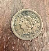 1852 Braided Hair Large Cent Coin