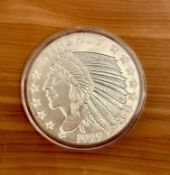 1929 Golden State Mint 5 Oz Incuse Indian Silver Round